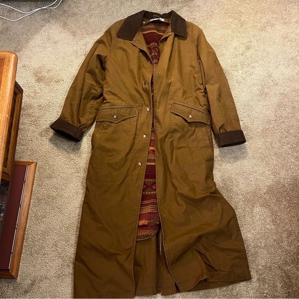 Vintage L.L. Bean Long Canvas Jacket with Sherpa Lining Size Small Made in USA